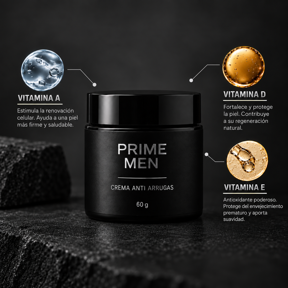 Prime Men | Crema Antiedad para hombres Reduce Arrugas y Ojeras